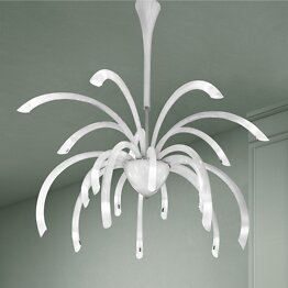 Lampadario, 21 luci, colore bianco latte